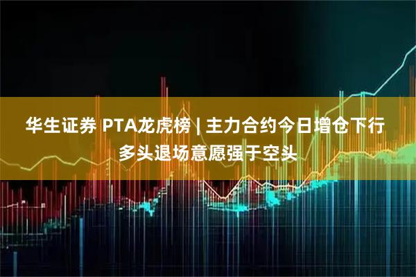 华生证券 PTA龙虎榜 | 主力合约今日增仓下行 多头退场意愿强于空头